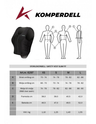 Komperdell Safety Vest Slim Fit front zip