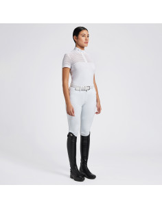 Cavalleria Toscana S/S Perforated Jacquard Jersey Zip