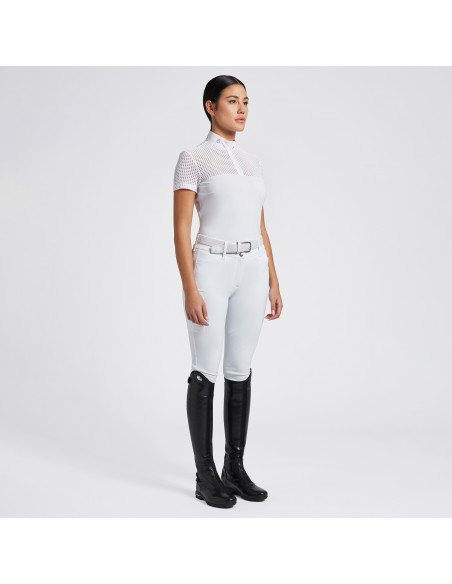 Cavalleria Toscana S/S Perforated Jacquard Jersey Zip