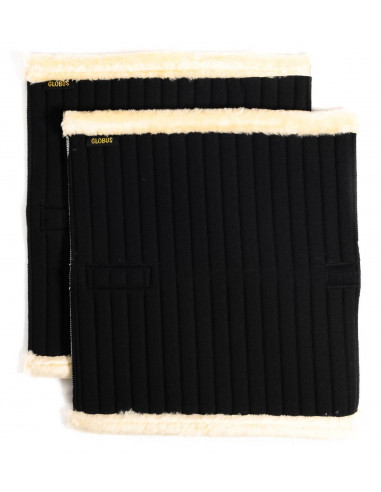 Benpaddar med luddkant