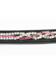 HRS Pannband Rakt Vit/Rosa Swarovskistenar 2