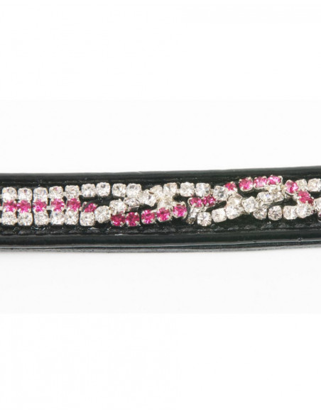 HRS Pannband Rakt Vit/Rosa Swarovskistenar