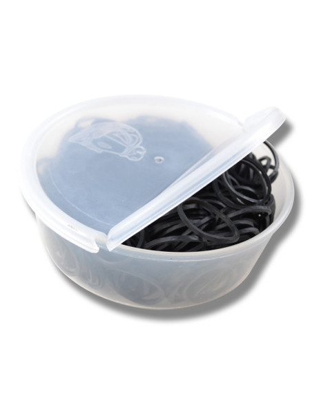 Gummiband långa i burk Svart