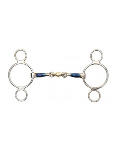 Shires Blue Iron two ring gag with Lozenge