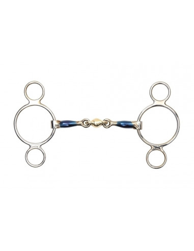 Shires Blue Iron two ring gag with Lozenge