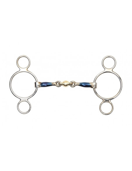 Shires Blue Iron two ring gag with Lozenge