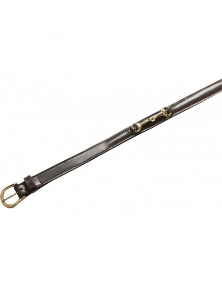 Läderbälte med bett Brun 70cm