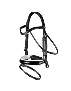 Dyón Dressyrträns Large vitfodrad lackad kombinerad nosgrimma Working Collection 2