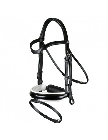 Dyón Dressyrträns Large vitfodrad lackad kombinerad nosgrimma Working Collection