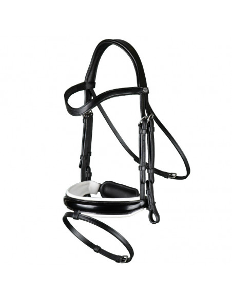 Dyón Dressyrträns Large vitfodrad lackad kombinerad nosgrimma Working Collection