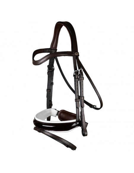 Dyón Dressyrträns Large vitfodrad lackad kombinerad nosgrimma Working Collection