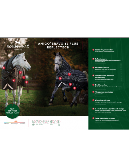 Amigo Bravo-12 Pferdedecke TO 0g 130cm - Wasserdicht & Atmungsaktiv
